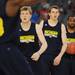 Michigan senior Matt Vogrich, freshman Nik Stauskas and senior Eso Akunne stand in line during a drill during practice at Cowboys Stadium in Arlington, Texas on Thursday, March 28, 2013. Melanie Maxwell I AnnArbor.com